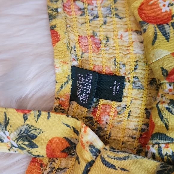 Wild Fable Orange Print Romper Shirred Bodice - Picture 3 of 5